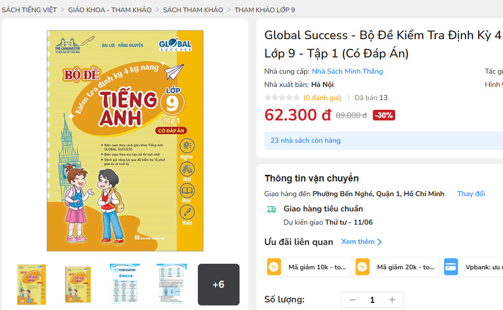 Global Success - Bộ Đề Kiểm Tra Định Kỳ 4 Kỹ Năng Tiếng Anh Lớp 9 - Tập 1 (Có Đáp Án)