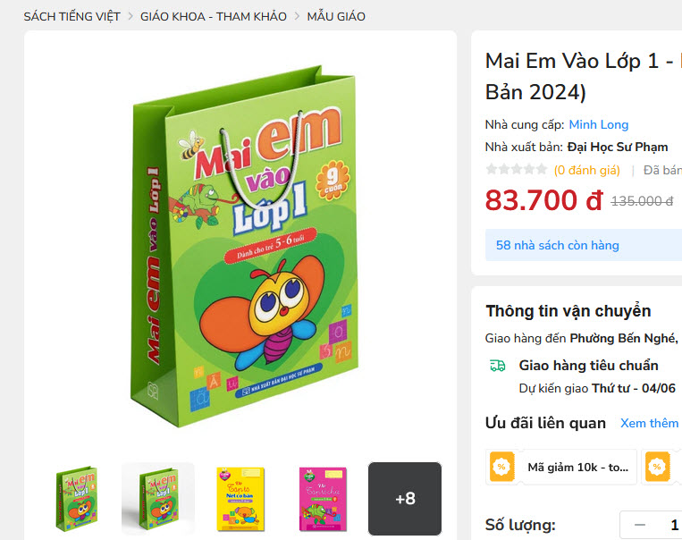 Mai Em Vào Lớp 1 - Dành Cho Trẻ 5-6 Tuổi (Bộ Túi 9 Cuốn) (Tái Bản 2024)