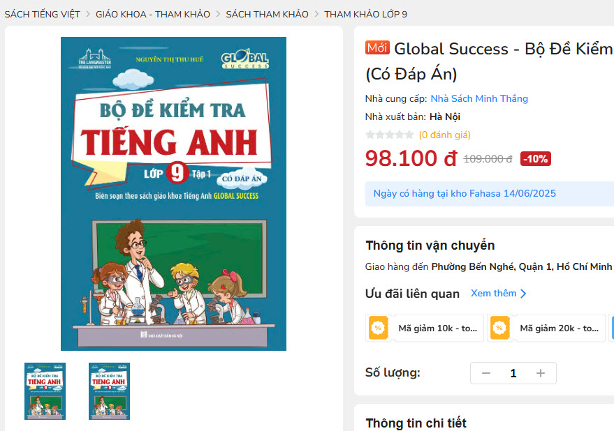 Global Success - Bộ Đề Kiểm Tra Tiếng Anh Lớp 9 - Tập 1 (Có Đáp Án)