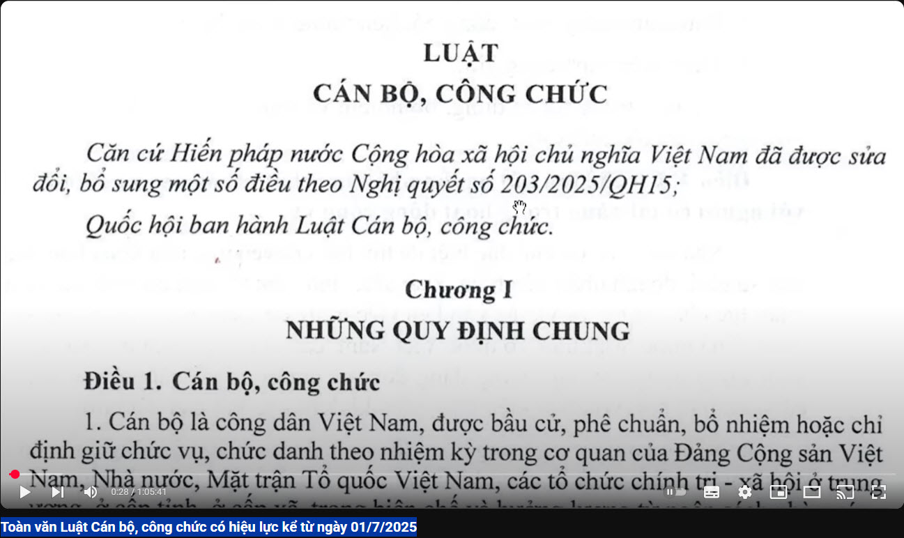 Toàn văn Luật Cán bộ, công chức có hiệu lực kể từ ngày 01/7/2025