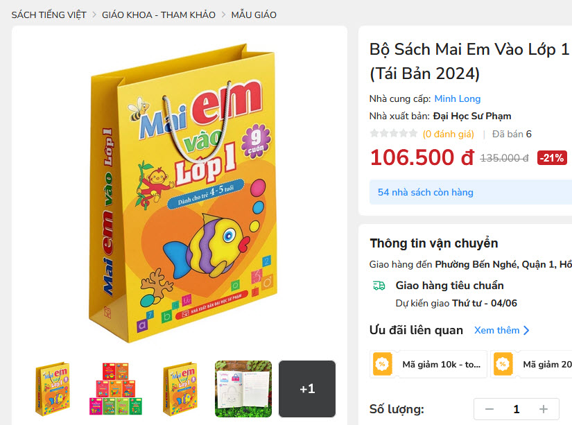 Bộ Sách Mai Em Vào Lớp 1 - Dành Cho Trẻ 4-5 Tuổi (Túi 9 Cuốn) (Tái Bản 2024)
