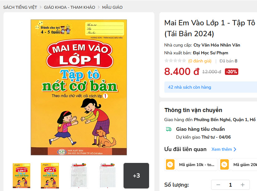 Mai Em Vào Lớp 1 - Tập Tô Nét Cơ Bản (Dành Cho Trẻ 4-5 Tuổi) (Tái Bản 2024)