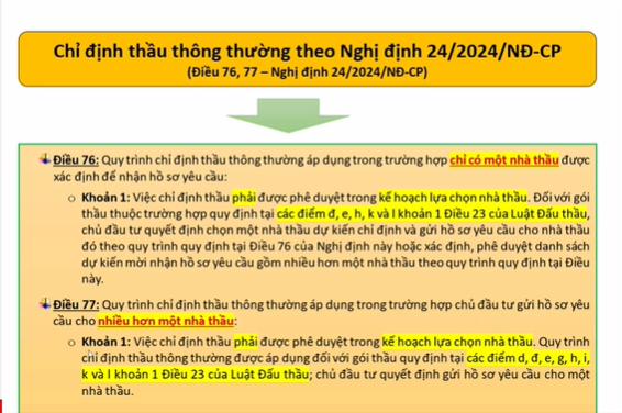 Các trường hợp chỉ định thầu