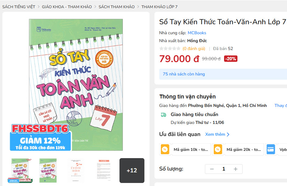 Sổ Tay Luyện Thi Vào Lớp 10: Toán Văn Anh