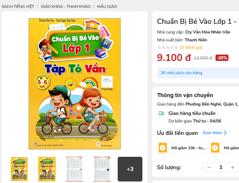 Chuẩn Bị Bé Vào Lớp 1 - Tập Tô Vần (Dành Cho Bé 5-6 Tuổi)